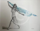 Tombe in Pale Blue, Original Drawing by Mark Braithwaite - Dancer Drawing