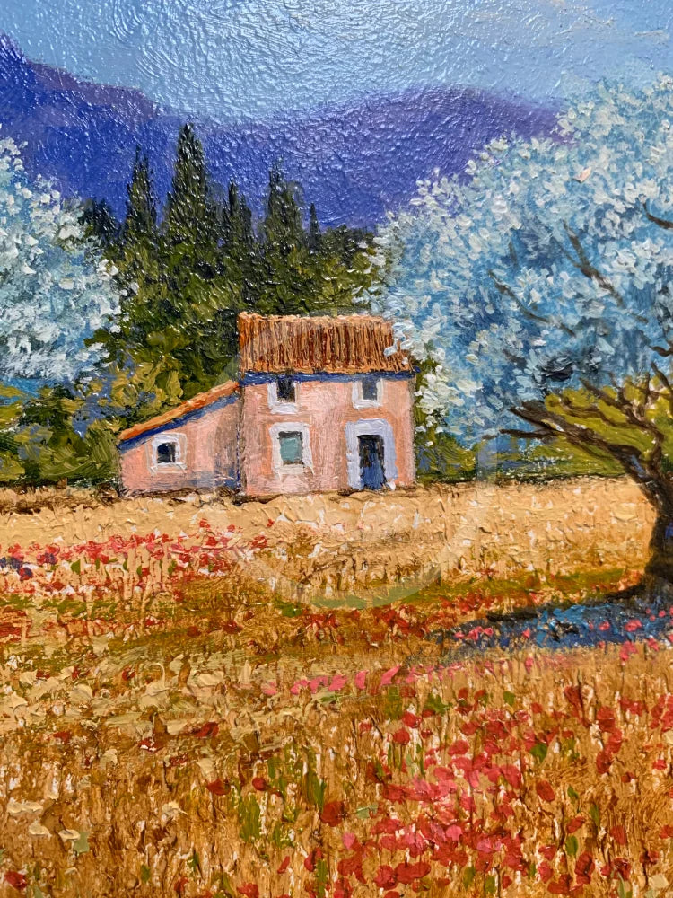 Pink Cottage, Provence - ORIGINAL by Geoffrey Smith - detail