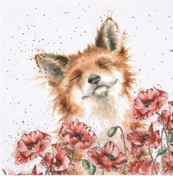 Poppy Fields Fox Print by Hannah Dale 