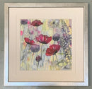 Raspberry Poppies II by Catherine Stephenson Mounted Miniature Framed Small Cube Pewter Art Print