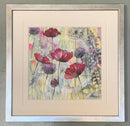 Raspberry Poppies II by Catherine Stephenson Mounted Miniature Framed Small Cube Pewter Art Print