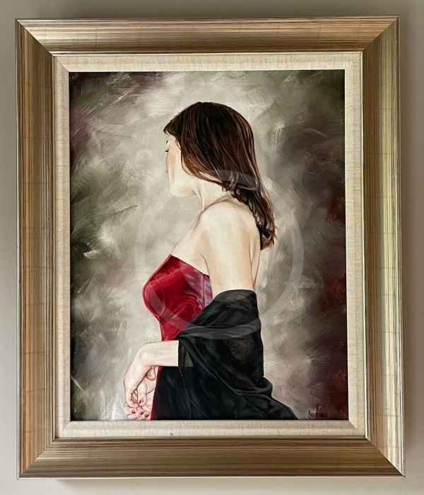 Red Dress Study 1, ORIGINAL OIL by Mark Braithwaite, SECONDARY MARKET