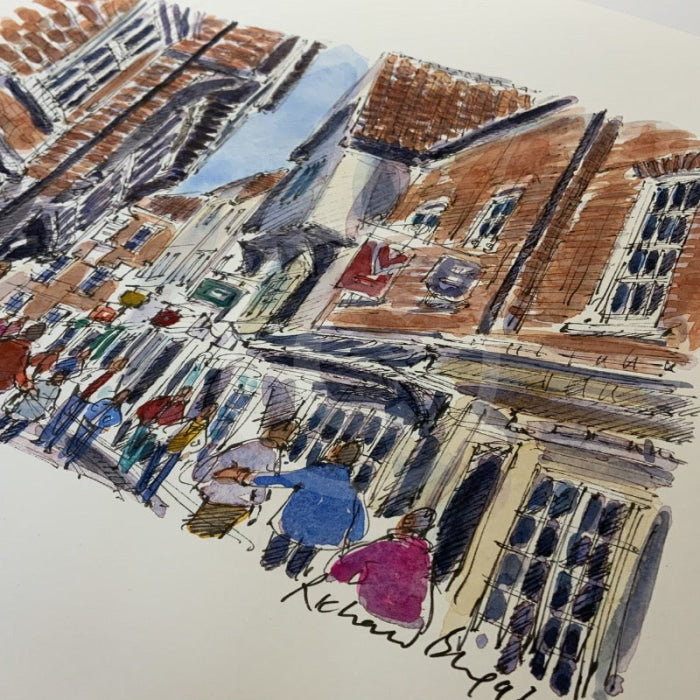 Relaxing In The Shambles, York, Richard Briggs ORIGINAL WATERCOLOUR