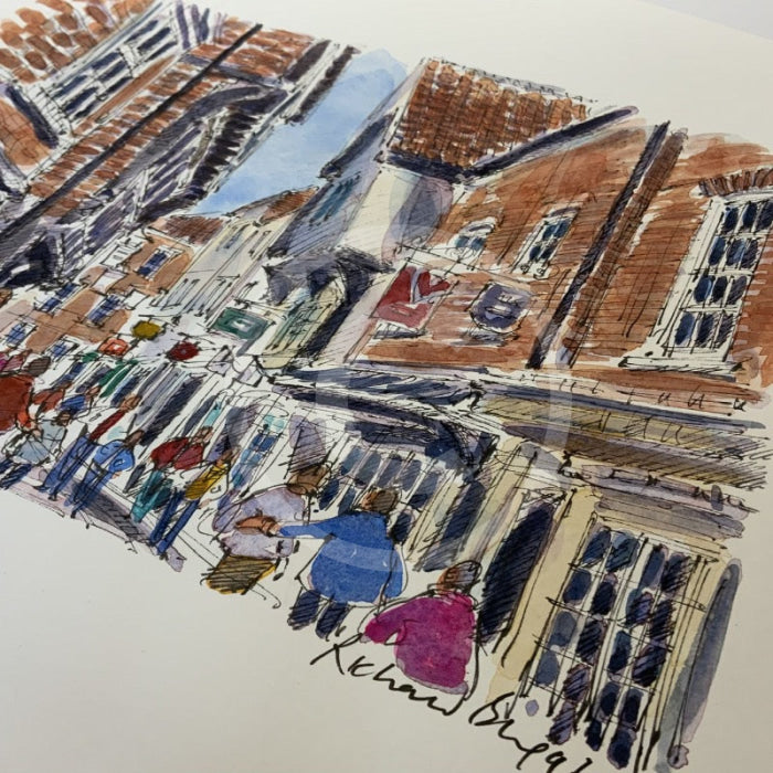Relaxing In The Shambles, York, Richard Briggs ORIGINAL WATERCOLOUR