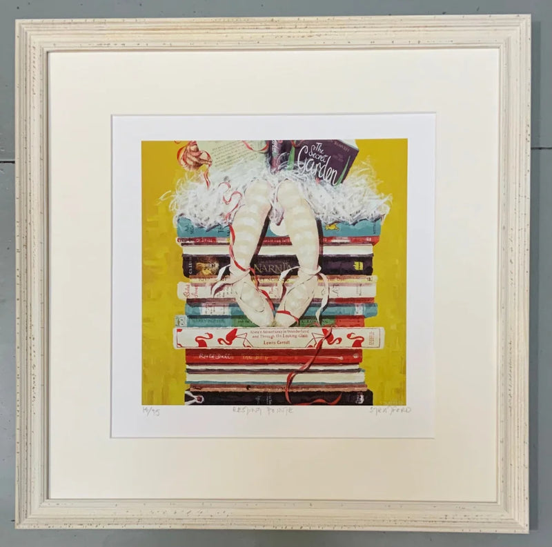 Resting Pointe, Book Print, by Amanda Stratford Framed Distressed White