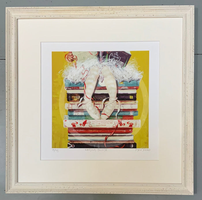 Resting Pointe, Book Print, by Amanda Stratford Framed Distressed White