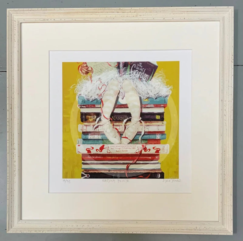 Resting Pointe, Book Print, by Amanda Stratford Framed Distressed White