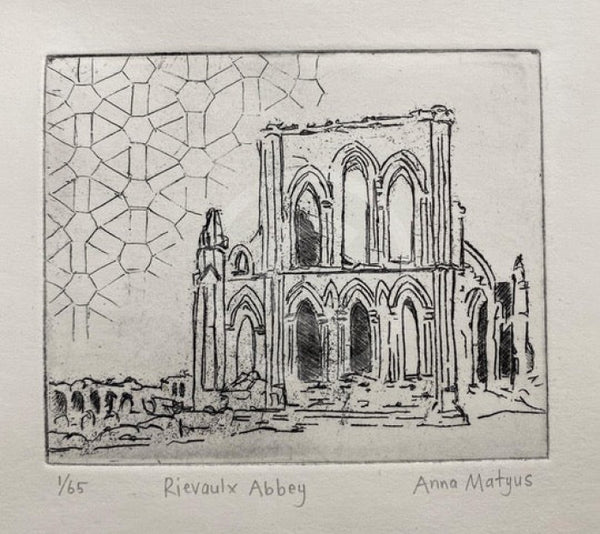 Rievaulx Abbey - Miniature Etching Limited Edition by Anna Matyus