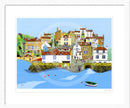 Robin Hood's Bay art print by Linda Mellin. A colourful contemporary print of Robin Hood’s Bay on the Yorkshire coast.
