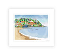 Runswick Bay by Linda Mellin. A Yorkshire coast colourful, contemporary art print of Runswick Bay. Perfect home decor idea for a lover of the seaside.