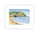 Runswick Bay by Linda Mellin. A Yorkshire coast colourful, contemporary art print of Runswick Bay. Perfect home decor idea for a lover of the seaside.