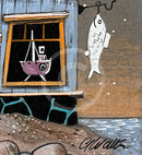 Close up of Artist Signature in Saltwater Bay, an ORIGINAL Mixed Media from Gary Walton, for PAPYRUS