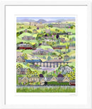 Settle to Carlisle Railway, art print by Linda Mellin. The contemporary picture includes: Flying Scotsman, Mallard & Galatea steam trains. Gift for train enthusiasts. 