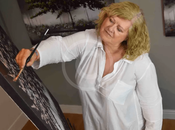 Artist Elaine Mather at work