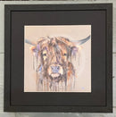 Sid (Mounted Print) by Louise Luton - Highland Cow Picture framed