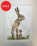 Sitting Hare II ORIGINAL WATERCOLOUR by Angela Hewitt