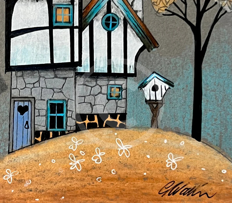 Close Up of Artist Signature in Hilltop Haven, an ORIGINAL Mixed Media from Gary Walton, for PAPYRUS