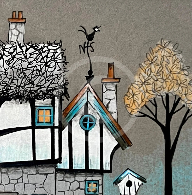 Close Up of Hilltop Haven, an ORIGINAL Mixed Media from Gary Walton, for PAPYRUS