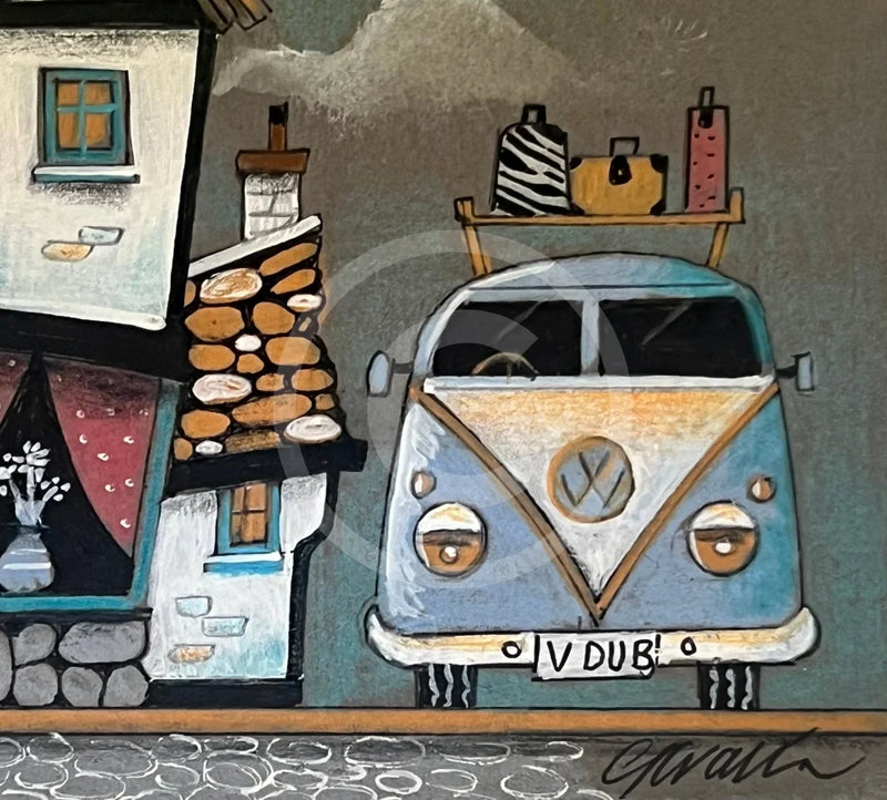 Close up of Artist Signature in  The Camper's Calling, an ORIGINAL Mixed Media from Gary Walton, for PAPYRUS