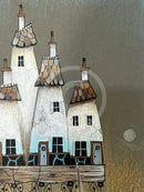 Close up of Pierfolk, an ORIGINAL Mixed Media from Gary Walton, for PAPYRUS