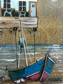 Close up of Artist Signature in Pierfolk, an ORIGINAL Mixed Media from Gary Walton, for PAPYRUS