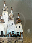 Close up of Pierfolk, an ORIGINAL Mixed Media from Gary Walton, for PAPYRUS