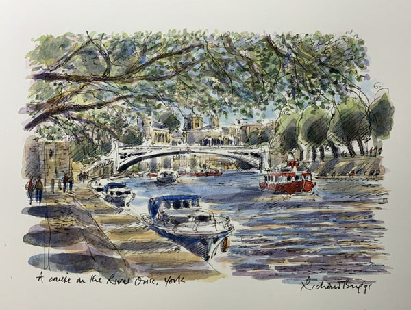 A Cruise On The River Ouse York Richard Briggs Original Watercolour