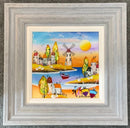 A Day At The Beach (9.5 x 9.5 ") ORIGINAL PAINTING by Rozanne Bell