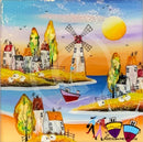 A Day At The Beach (9.5 x 9.5 ") ORIGINAL PAINTING by Rozanne Bell