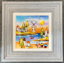 A Day At The Beach (9.5 x 9.5 ") ORIGINAL PAINTING by Rozanne Bell