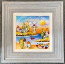 A Day At The Beach (9.5 x 9.5 ") ORIGINAL PAINTING by Rozanne Bell