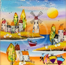 A Day At The Beach (9.5 x 9.5 ") ORIGINAL PAINTING by Rozanne Bell