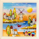 A Day At The Beach (9.5 x 9.5 ") ORIGINAL PAINTING by Rozanne Bell