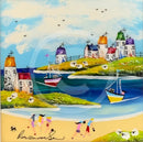 Evening At The Beach (9.5 x 9.5 ") ORIGINAL PAINTING by Rozanne Bell