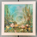 Coral Water Lilies - ORIGINAL Oil Painting by Anna Schofield framed