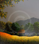 Golden Fields In Moonlight  - ORIGINAL Landscape Painting by John Russell