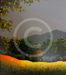 Golden Fields In Moonlight  - ORIGINAL Landscape Painting by John Russell