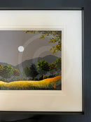 Golden Fields In Moonlight  - ORIGINAL Landscape Painting by John Russell