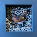 Jolly Robin, Miniature Original Paper Cut by Anna Cook