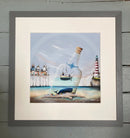 Noah and the Whale by Gary Walton Limited Edition Print, whimsical seaside print of a whale and ship inside a bottle