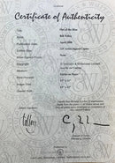 Certificate of Authenticity for an artwork by Bill Tolley with a gray background and text.