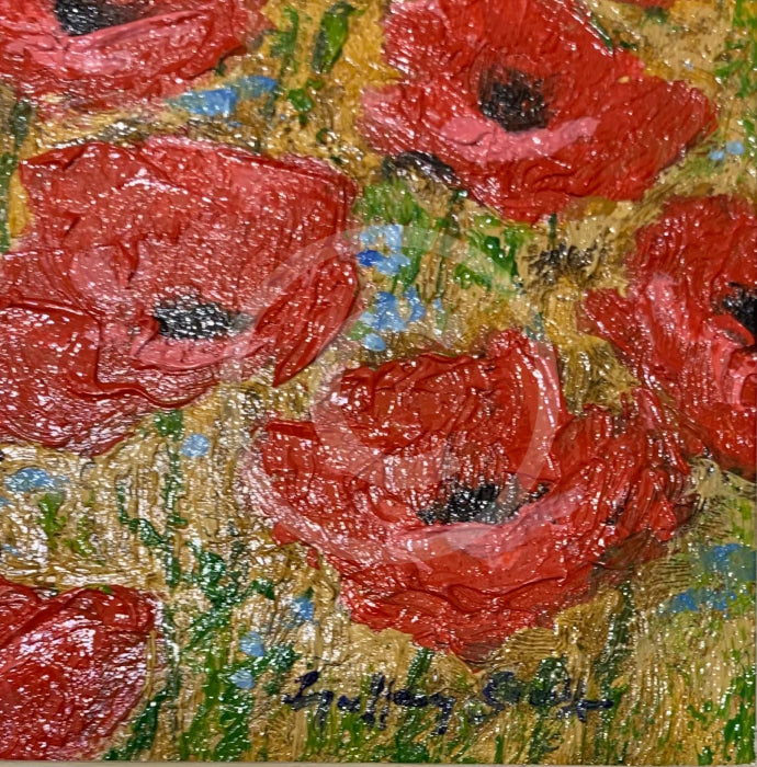 Poppy Field, Provence - ORIGINAL by Geoffrey Smith - poppy detail