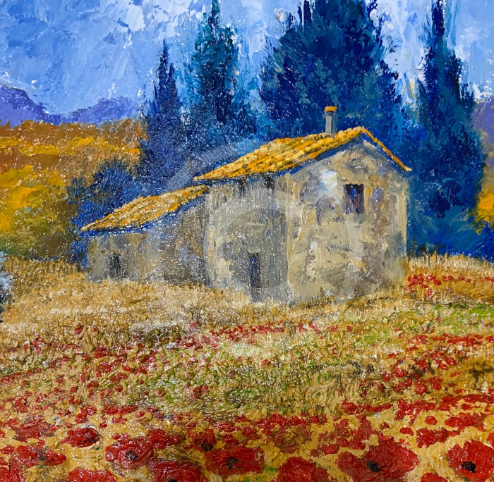 Poppy Field, Provence - ORIGINAL by Geoffrey Smith - detail