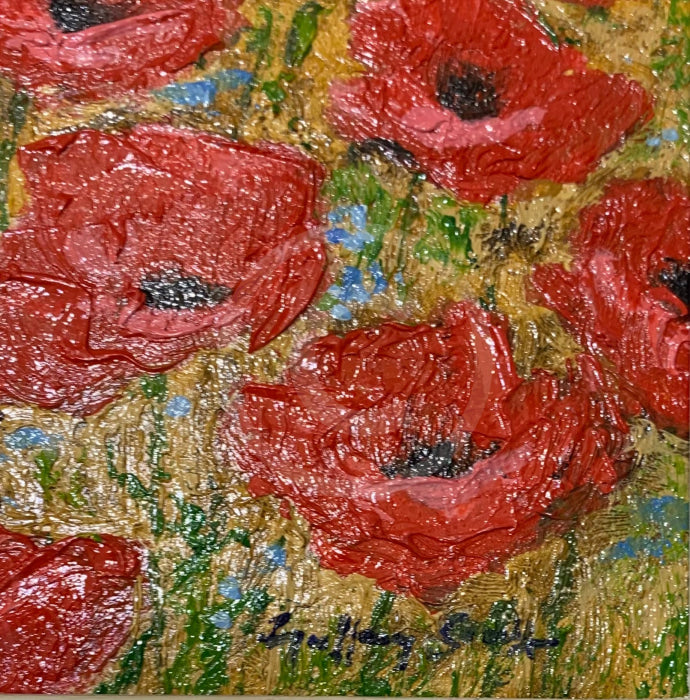 Poppy Field, Provence - ORIGINAL by Geoffrey Smith - poppy detail