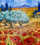 Poppy Field, Provence - ORIGINAL by Geoffrey Smith - landscape detail