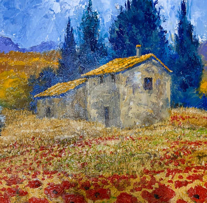 Poppy Field, Provence - ORIGINAL by Geoffrey Smith - detail