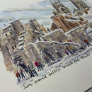 Snow Covered Rooftops Towards York Minster, Richard Briggs ORIGINAL WATERCOLOUR