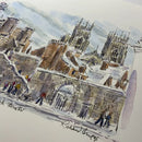 Snow Covered Rooftops Towards York Minster, Richard Briggs ORIGINAL WATERCOLOUR