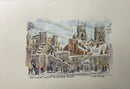 Snow Covered Rooftops Towards York Minster, Richard Briggs ORIGINAL WATERCOLOUR