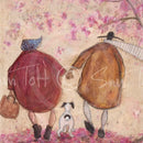 Time to Make Memories Gallery Remarque Edition by Sam Toft — Mr Mustard, Violet and Doris strolling beneath cherry blossom, mounted fine art Artist's Proof with hand-drawn remarque by Sam Toft